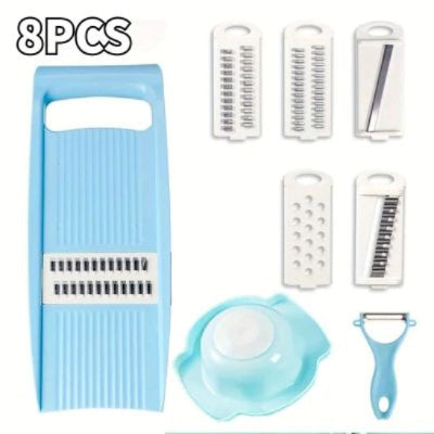 mandoline cuisine bleu variante huit piéces 