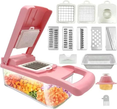mandoline cuisine multifonction variante rose blanc 